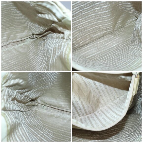 PRADA Tote Bag Nylon White Silver Auth 99539 - Picture 15 of 16